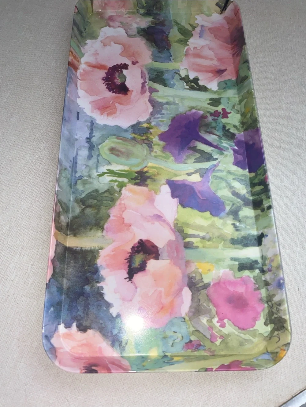 Made in Italy trinket vanity serving Tray Melamine Floral Multi Colored Vintage